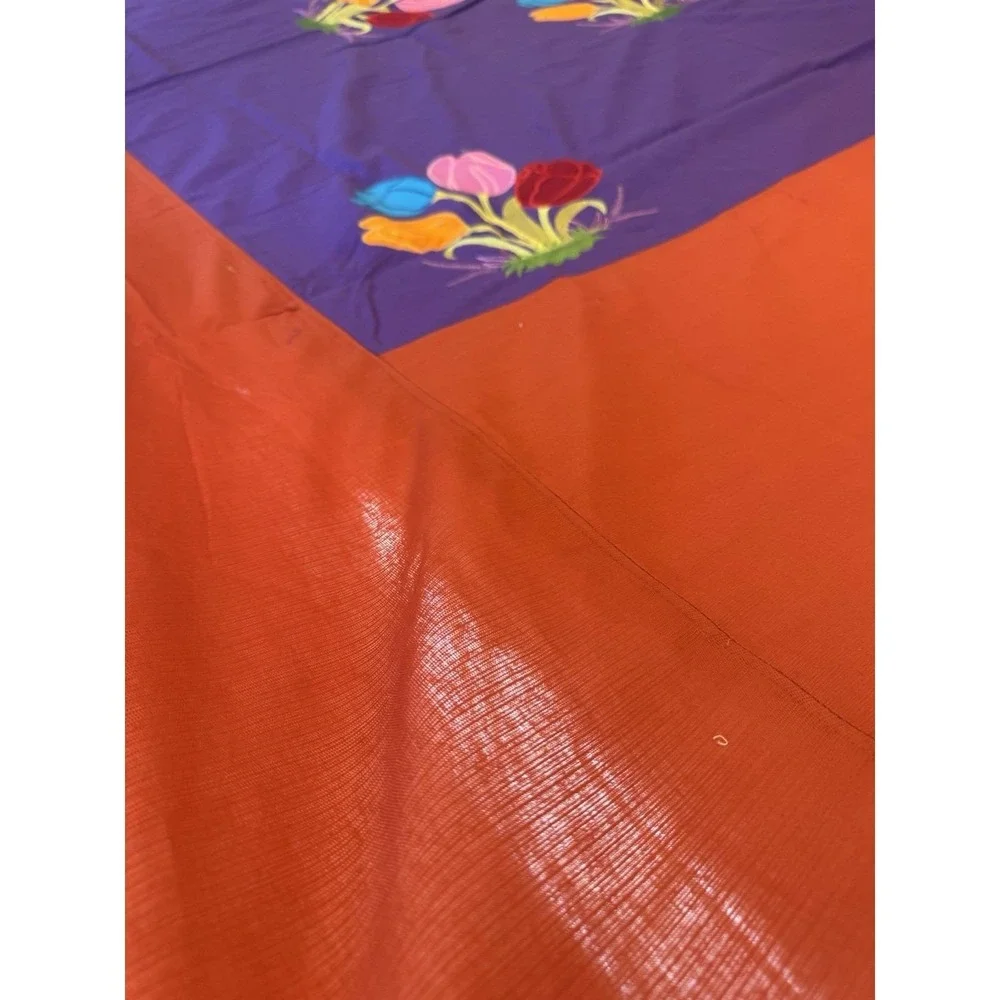 Handmade Indian Tulip Applique Cotton Bedspread 84x83 w 2 Pillowcases Boho
